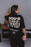 Camiseta GOD'S PLAN IS WORTH THE WAIT - Preta [OVERSIZED]